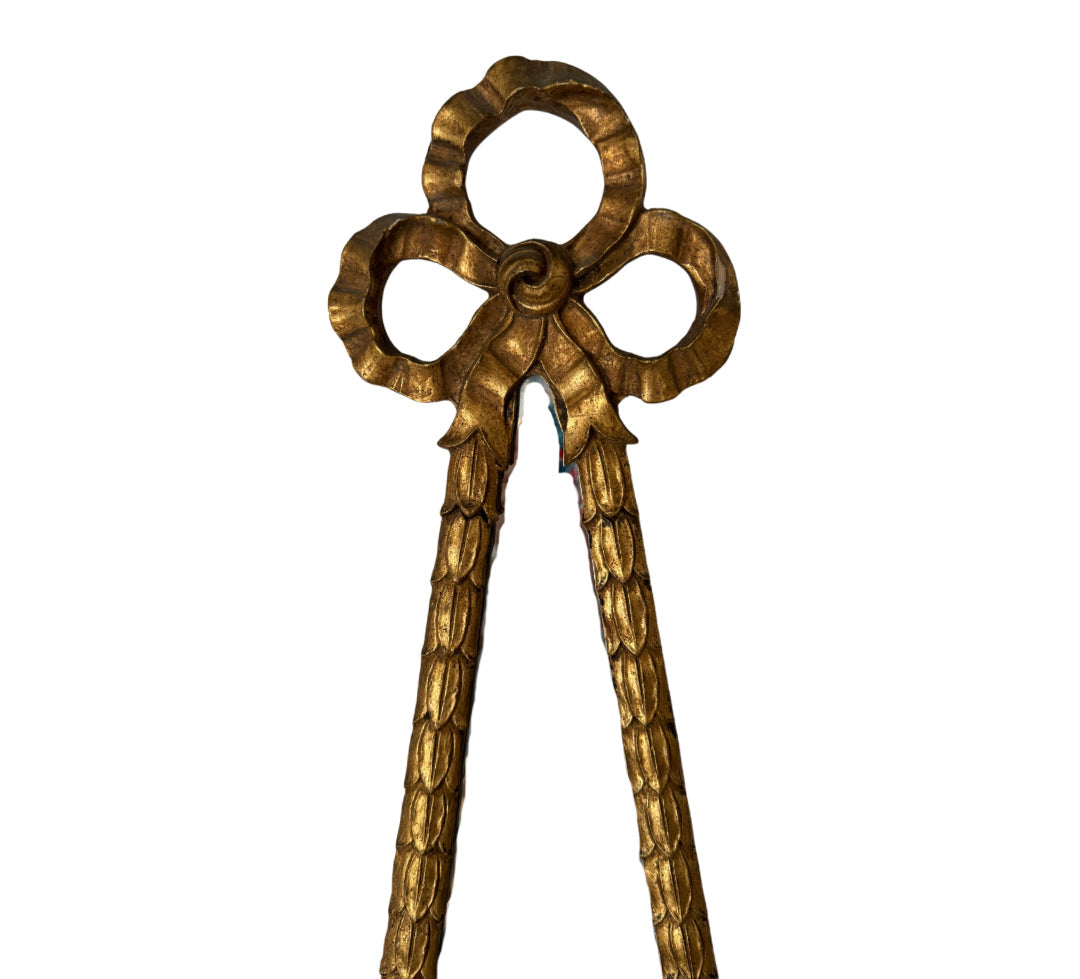 French Rococo-style Giltwood Mirror with Bow Detail