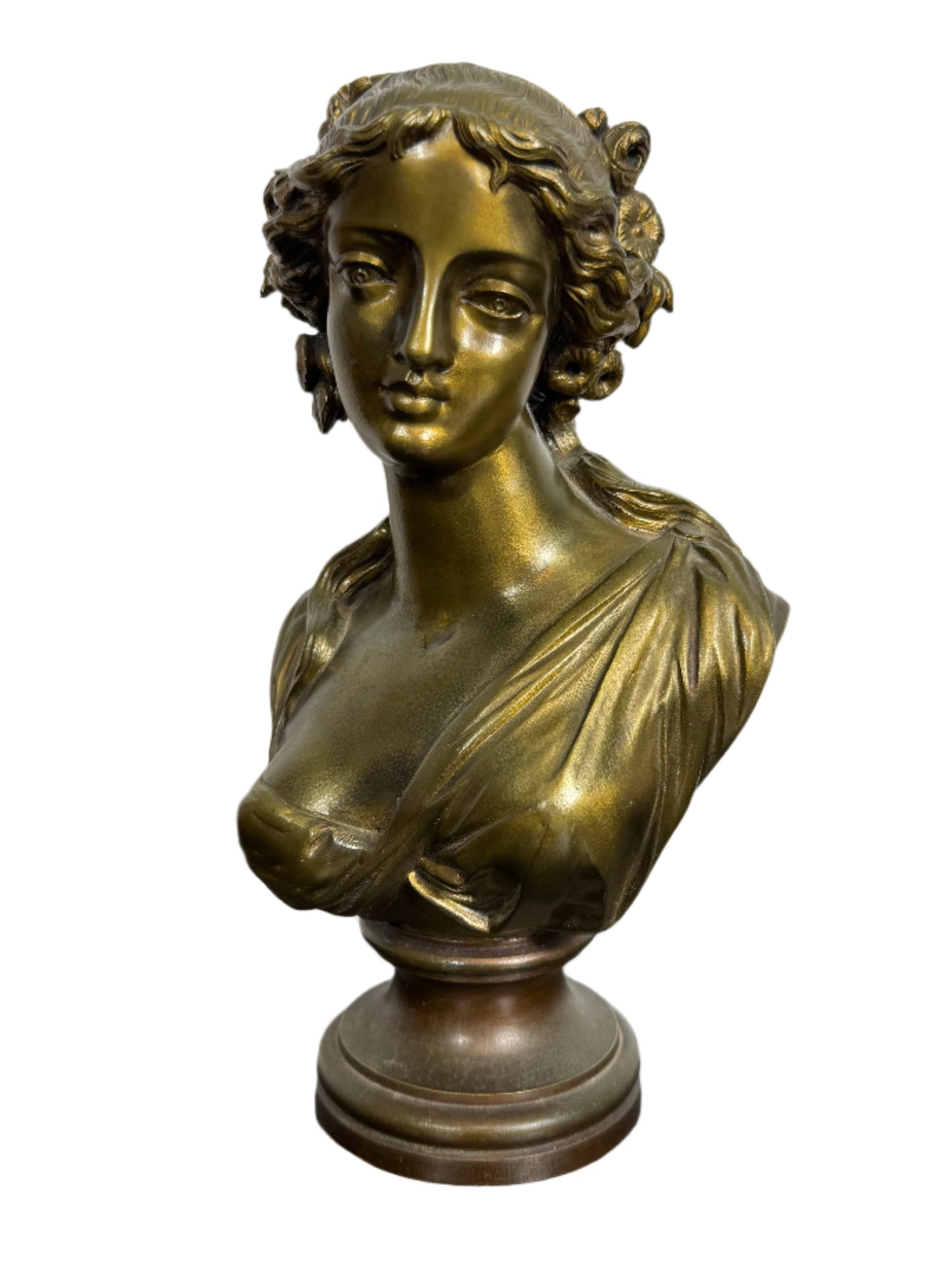 Antique Bronze Bust of a Woman by Isidore-Romain Boitel