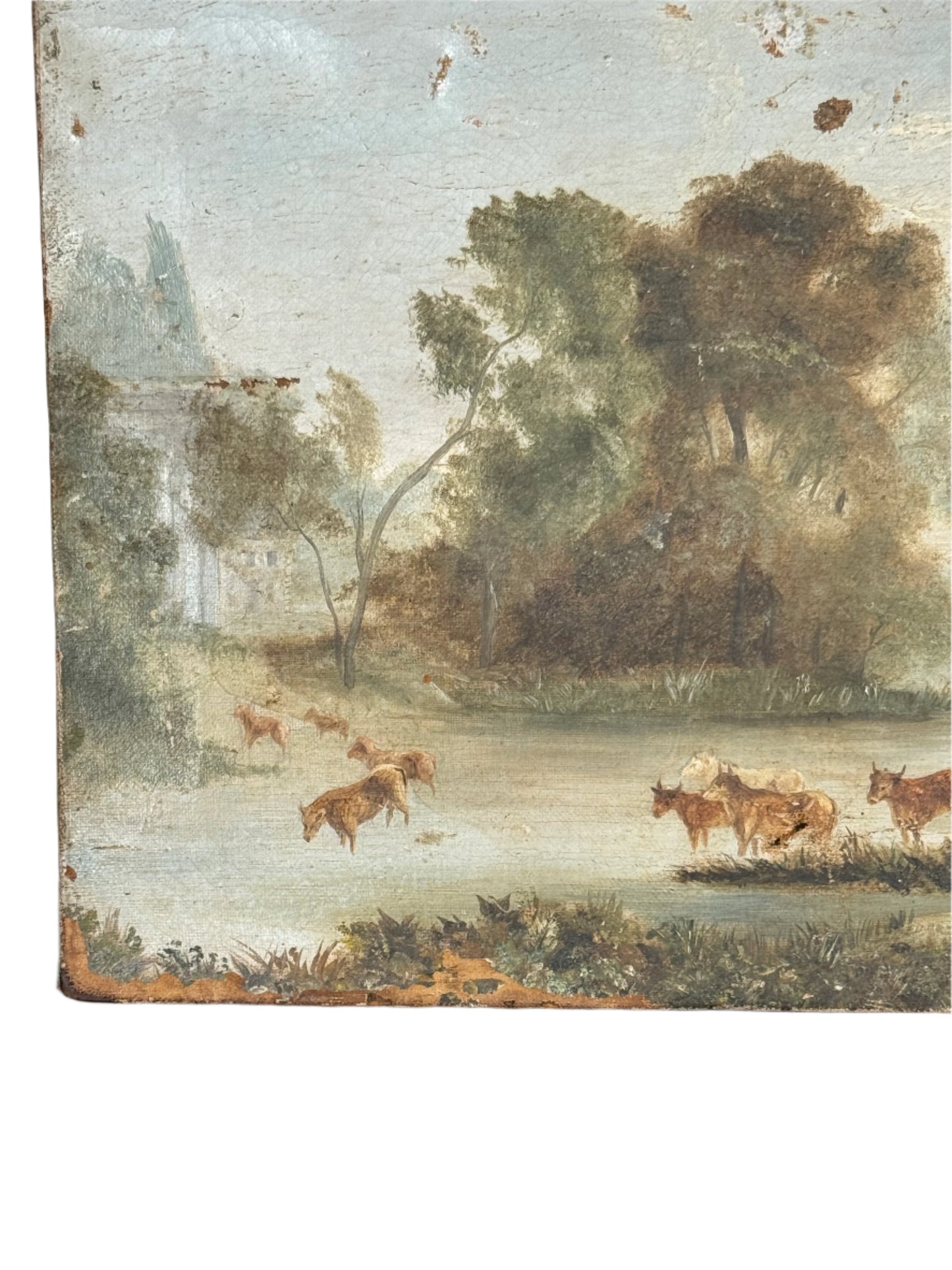antique painting of cows