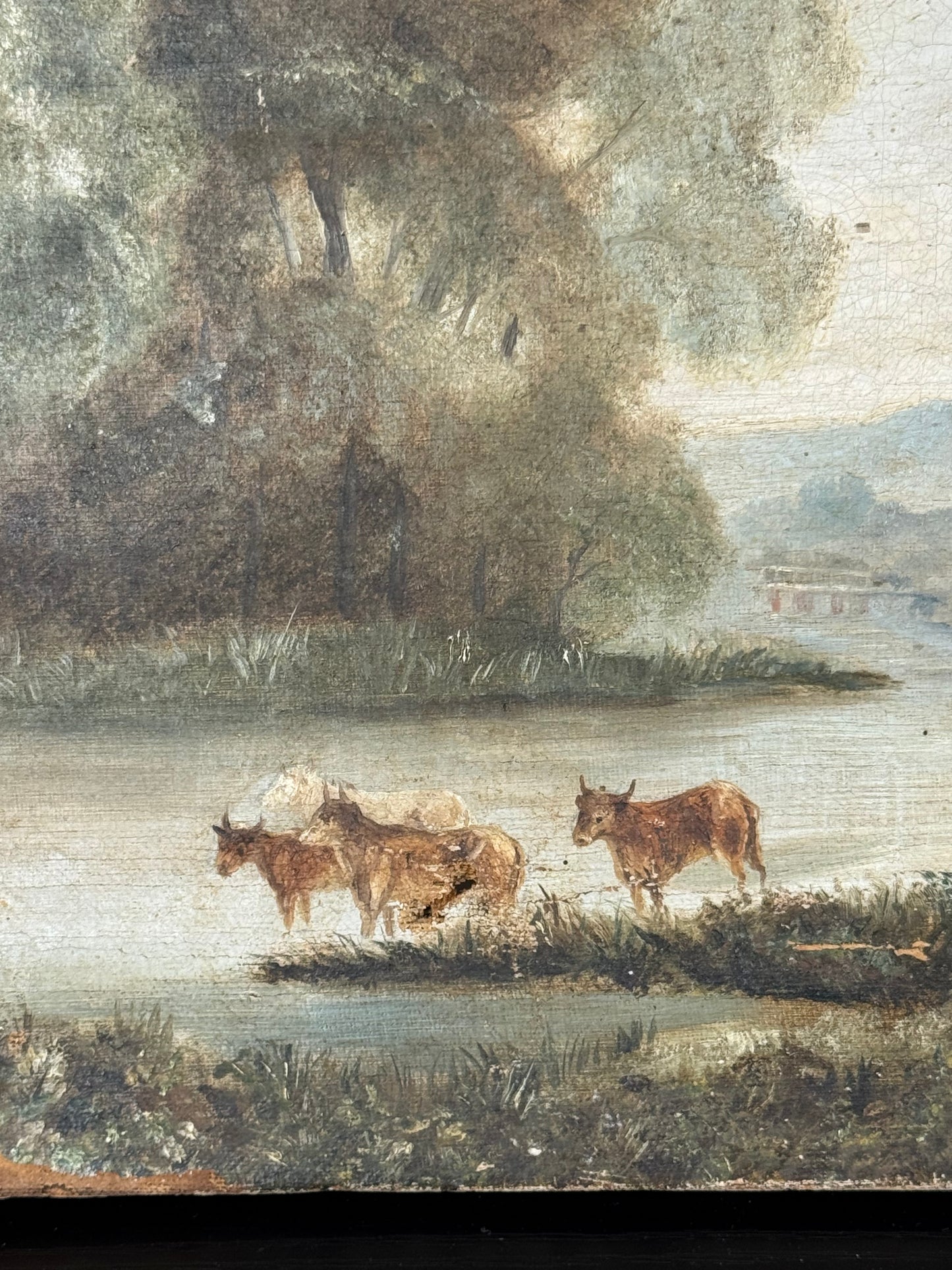antique painting of cows