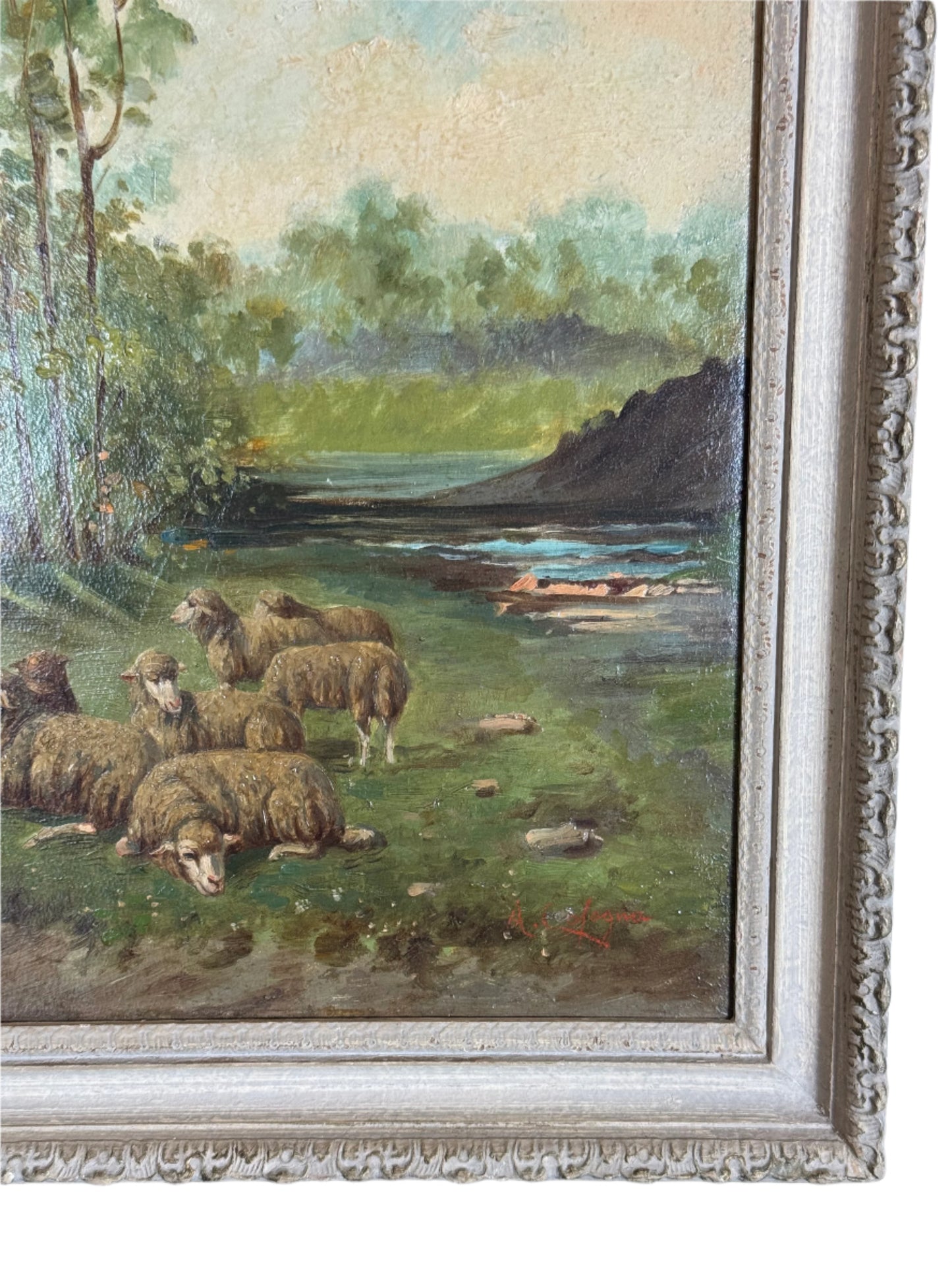 antique sheep painting