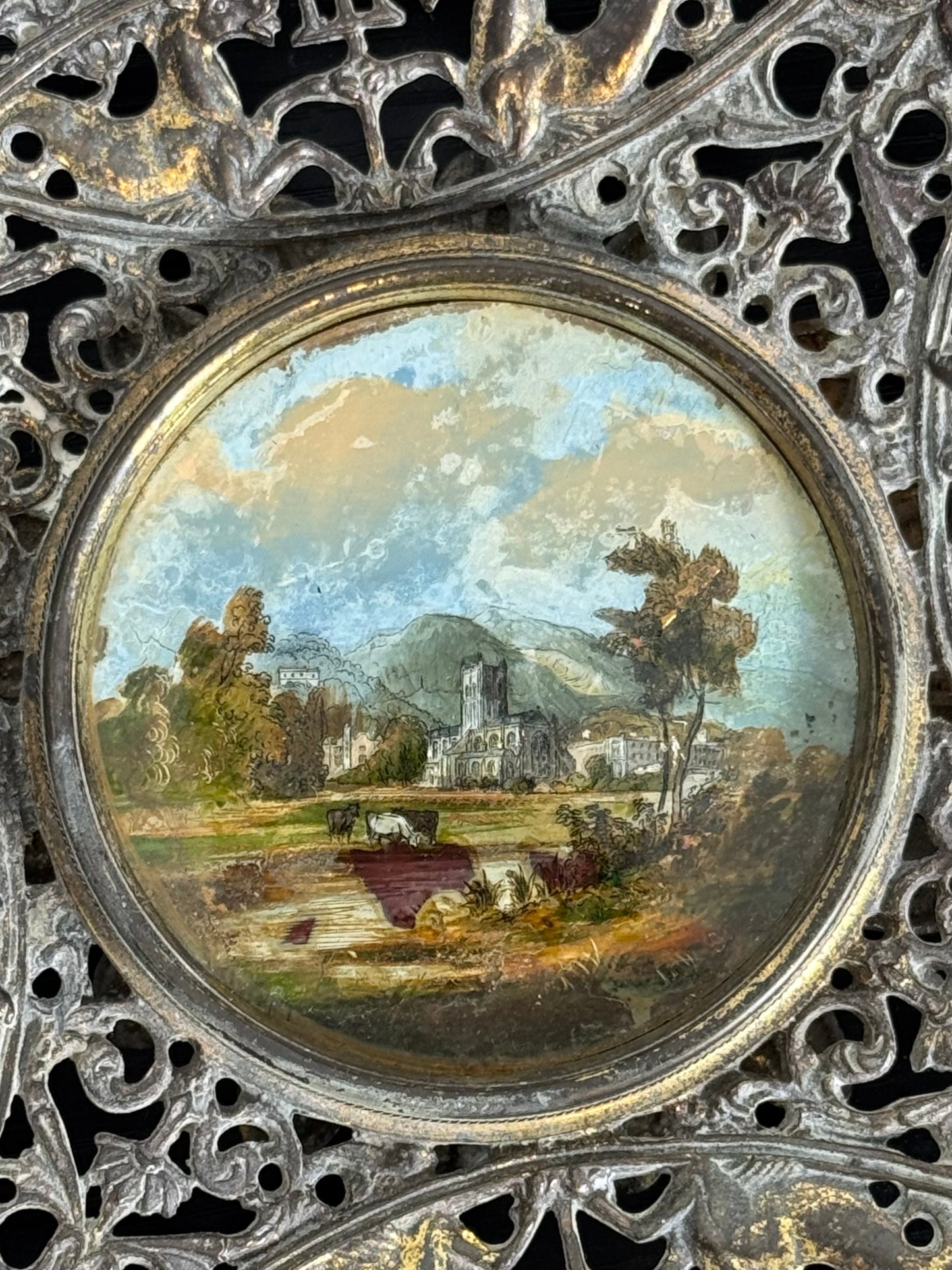 grand tour tazza with eglomise painting