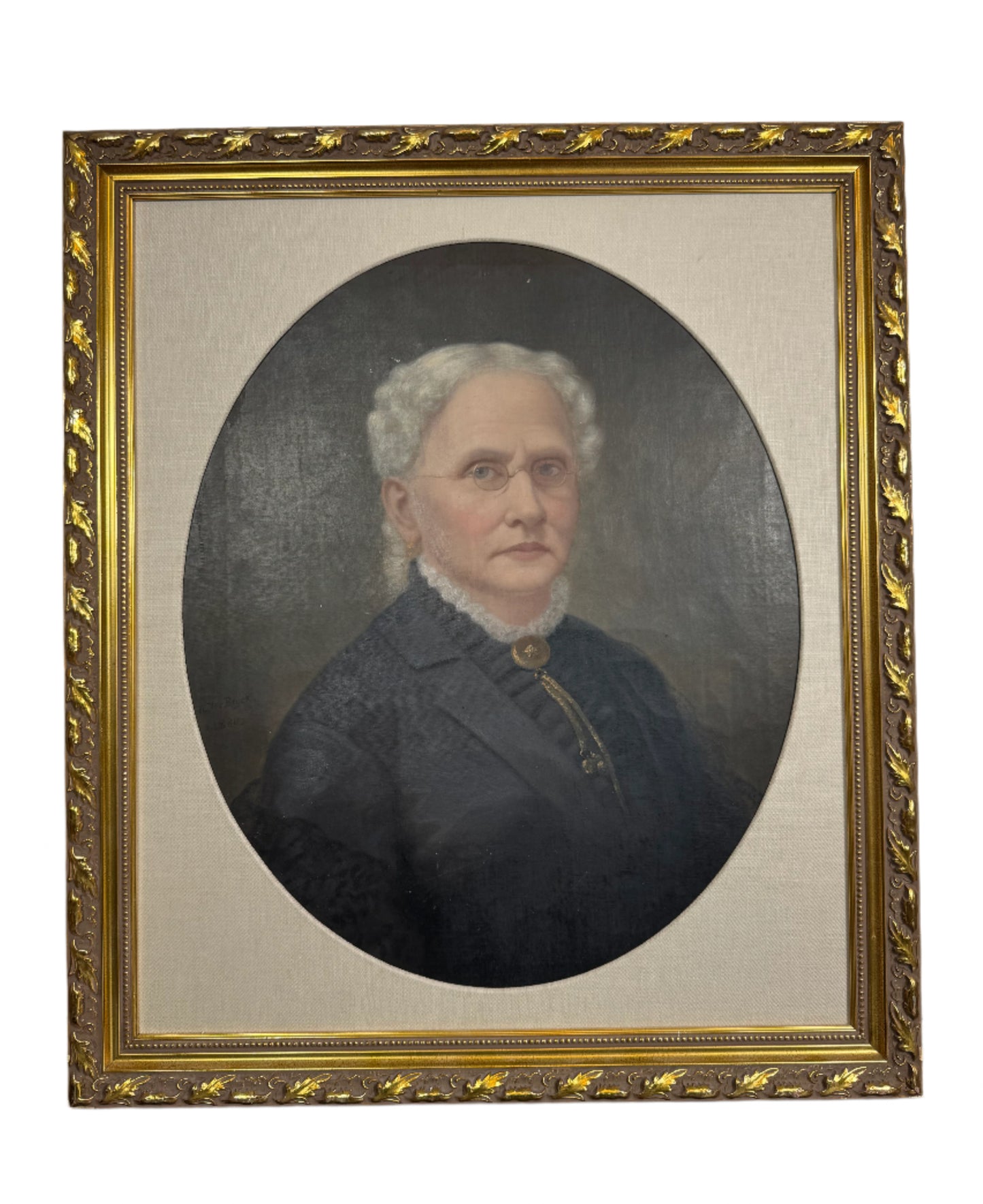 signed antique mourning portrait