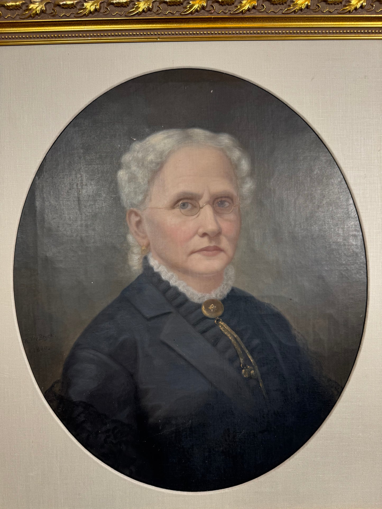 signed antique mourning portrait