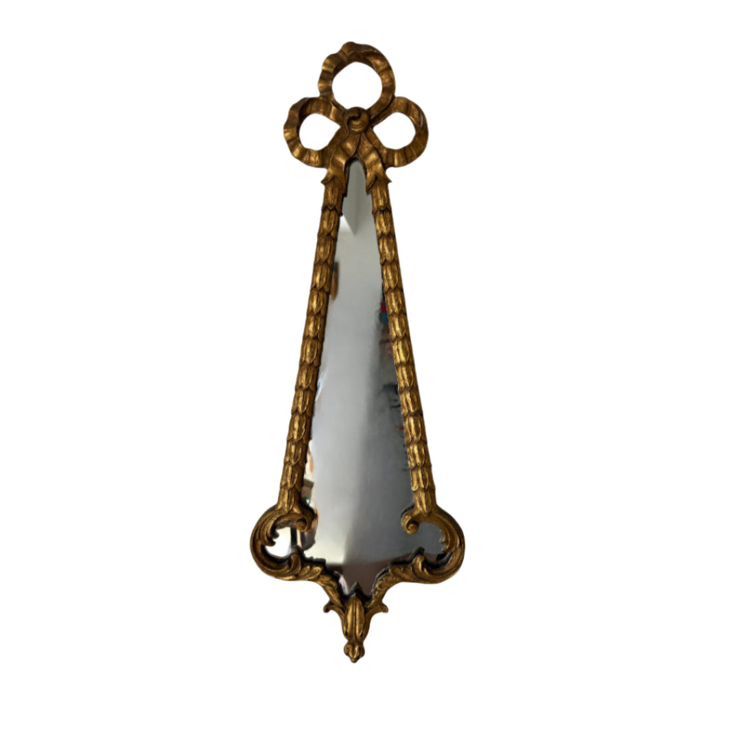 French Rococo-style Giltwood Mirror with Bow Detail