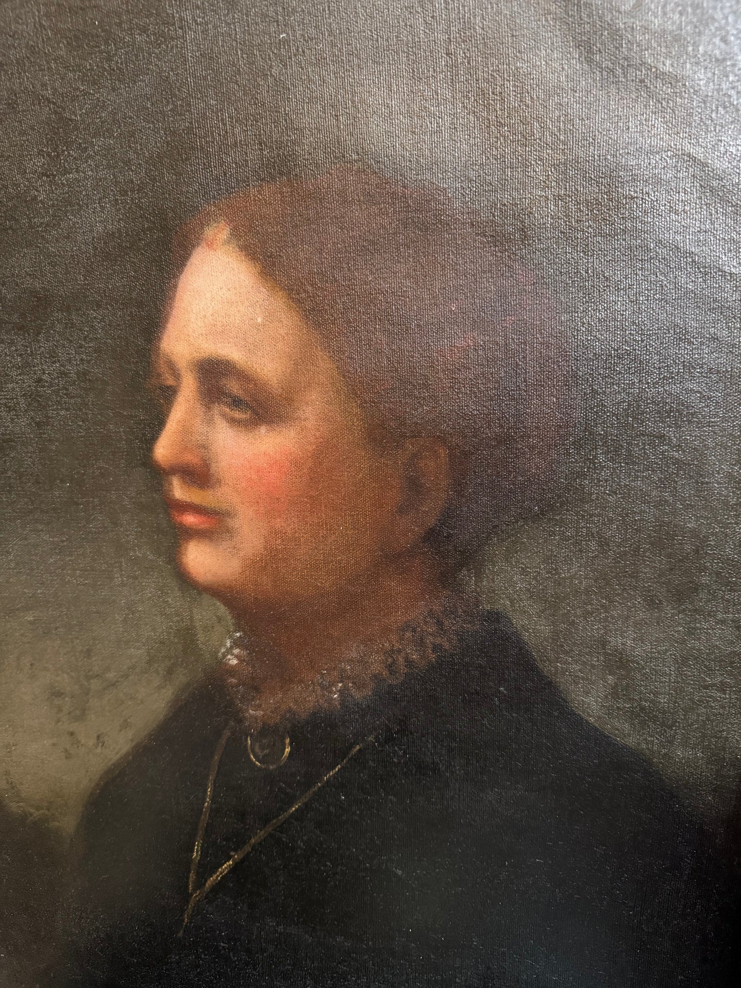 Antique Oil on Canvas Mourning Portrait