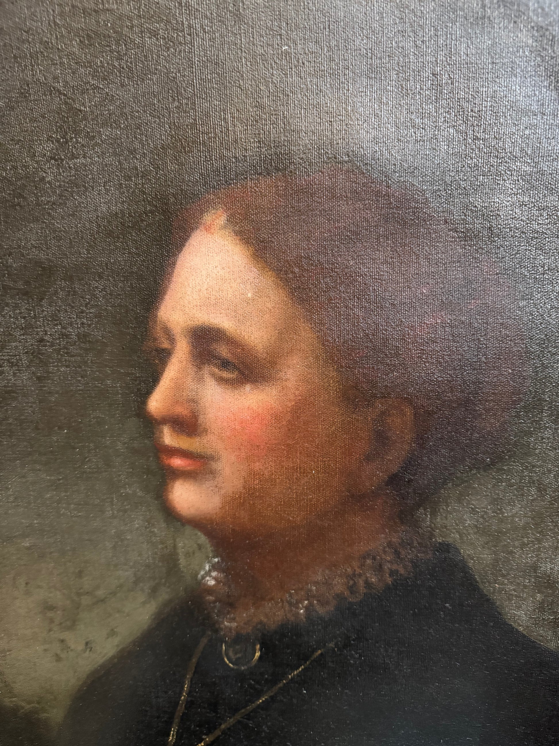 Antique Oil on Canvas Mourning Portrait