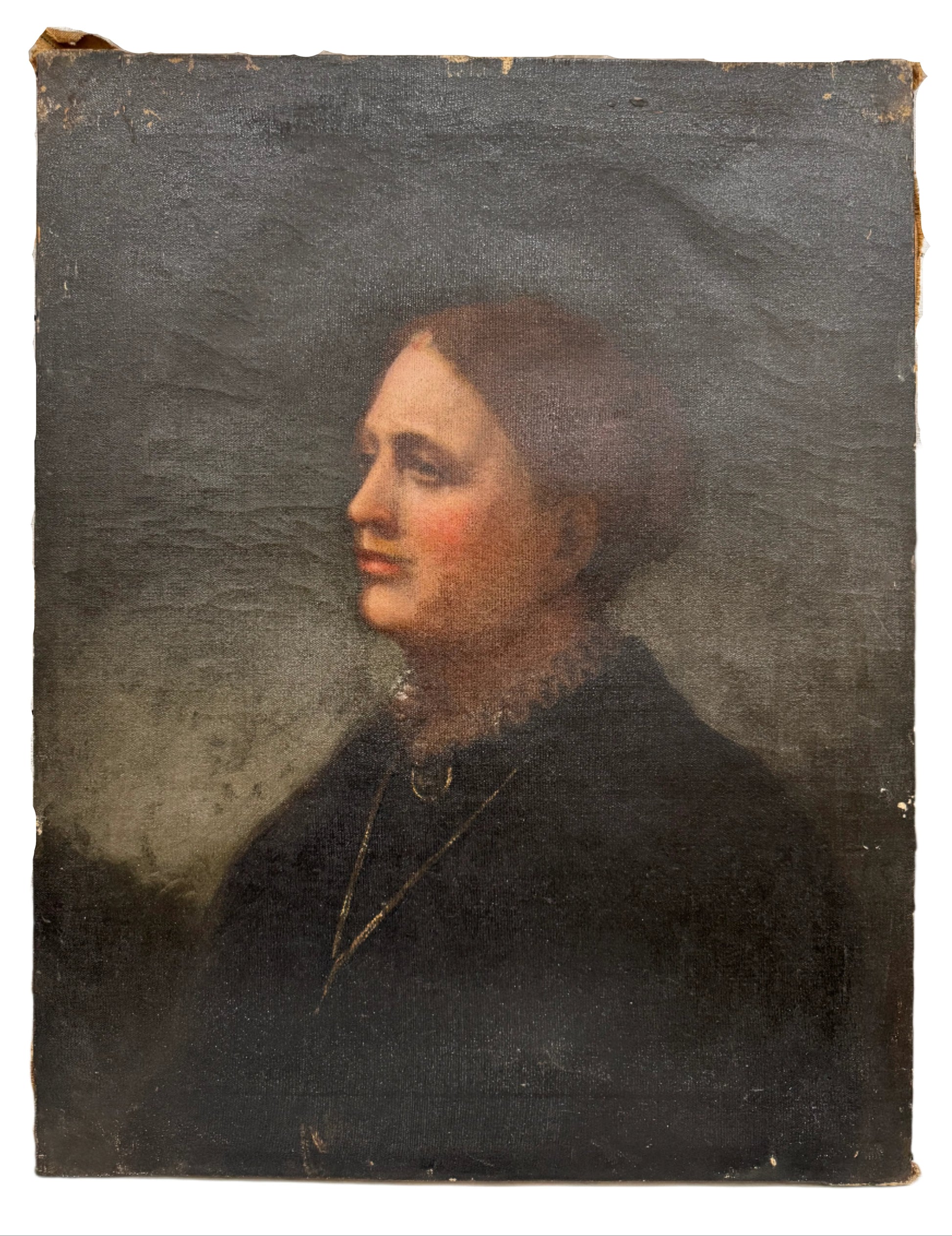 Antique Oil on Canvas Mourning Portrait