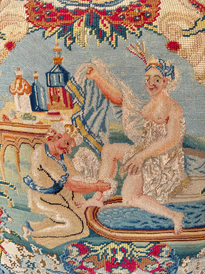 Antique Needlepoint and Petit-Point Pillow