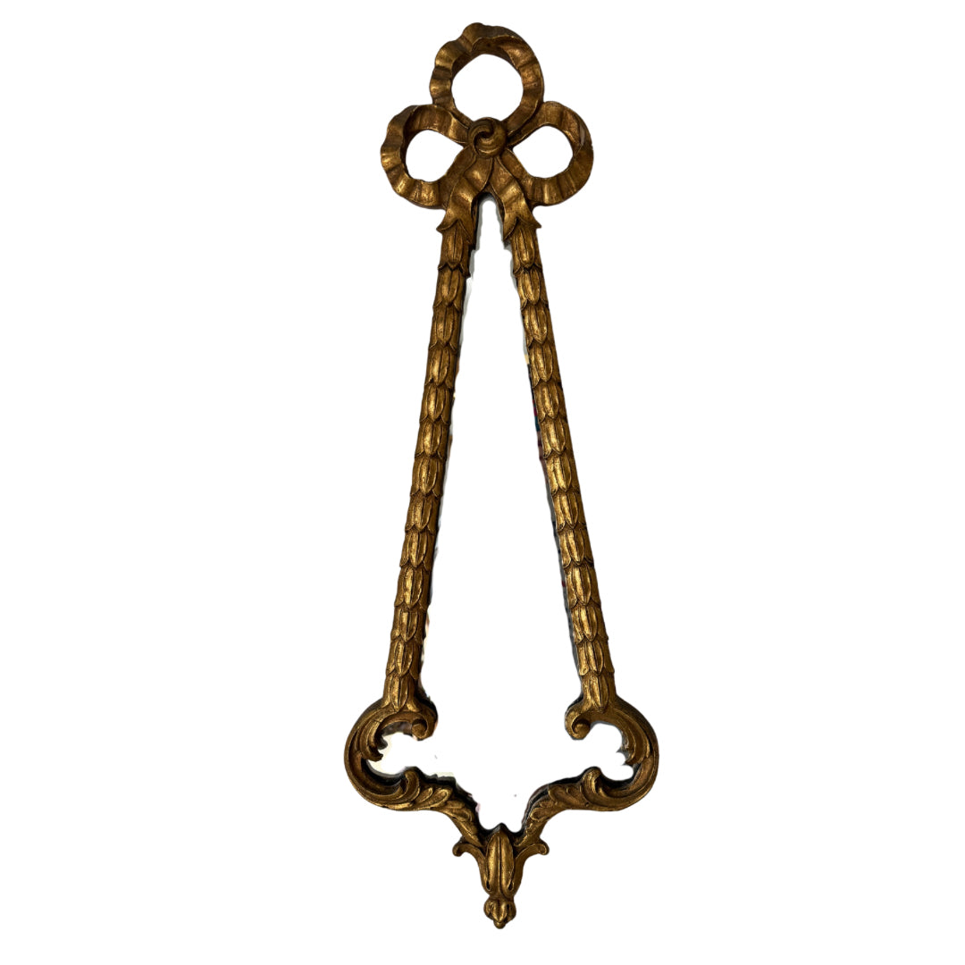 French Rococo-style Giltwood Mirror with Bow Detail