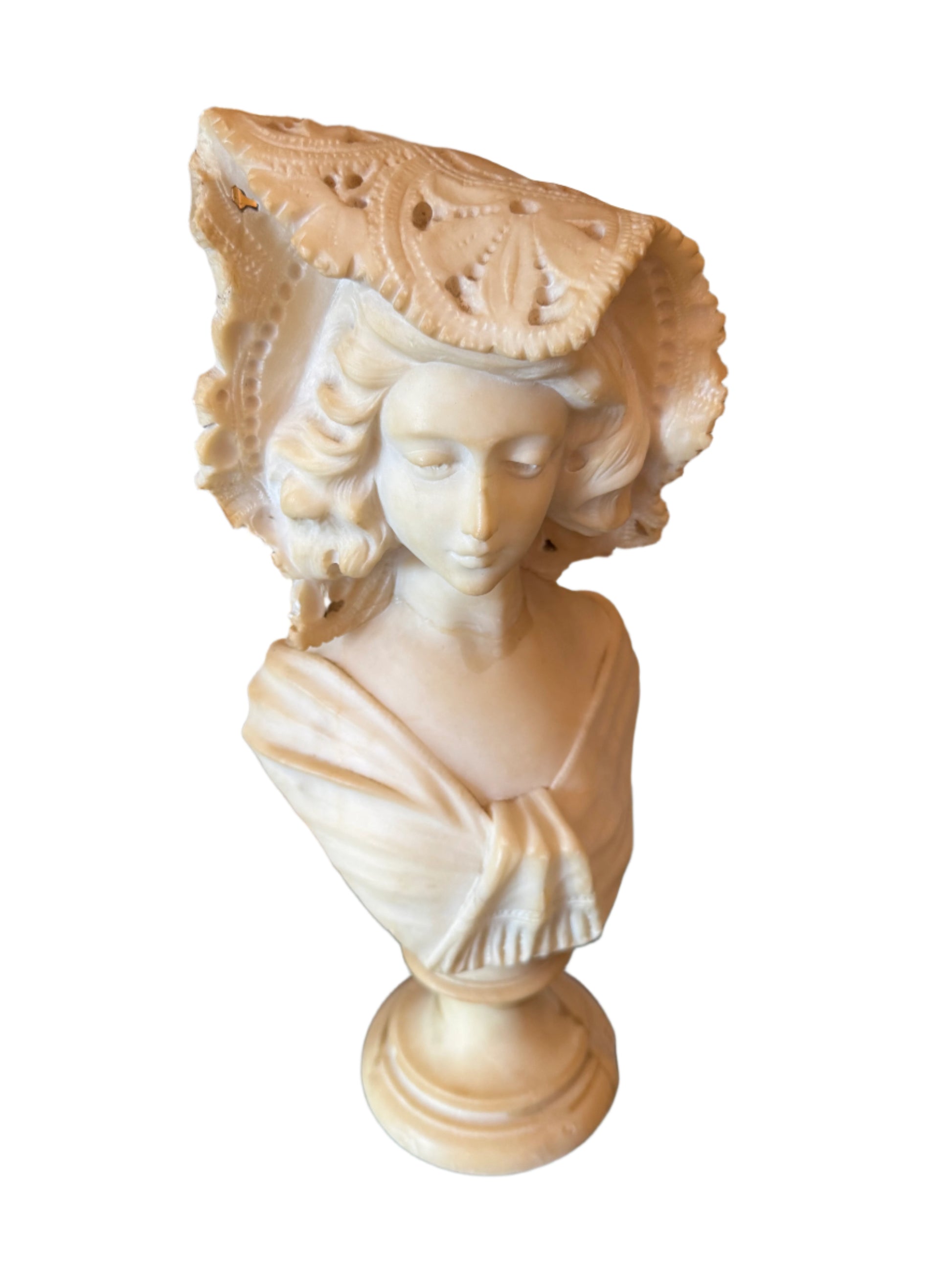 Antique Art Nouveau-style Alabaster Bust of Woman