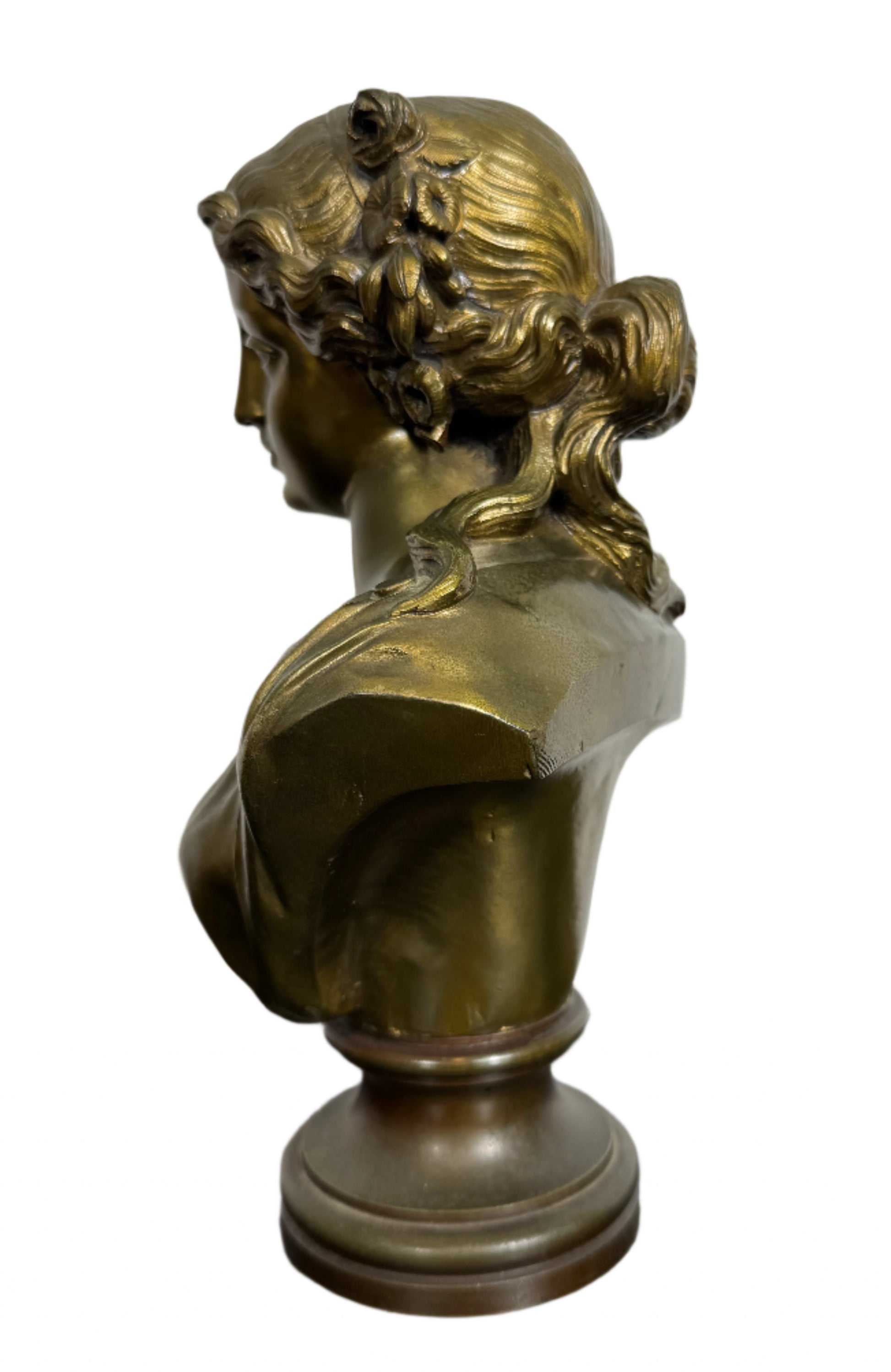 Antique Bronze Bust of a Woman by Isidore-Romain Boitel