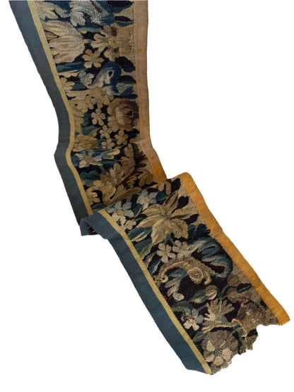 Antique Flemish Verdure Tapestry Border Remnant