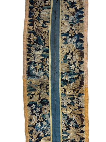 Antique Flemish Verdure Tapestry Border Remnant