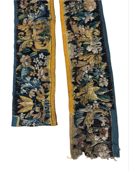 Antique Flemish Verdure Tapestry Border Remnant