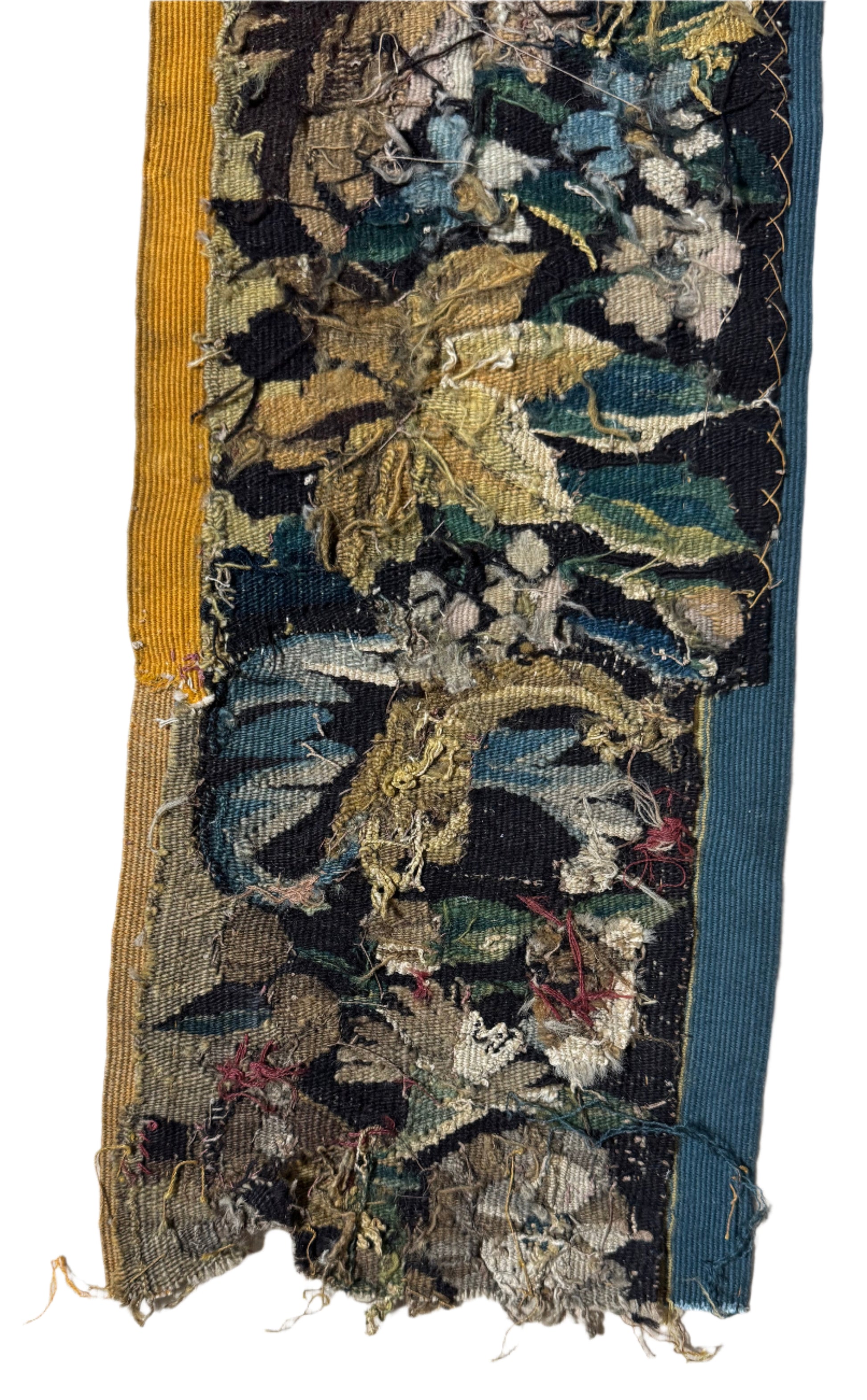 Antique Flemish Verdure Tapestry Border Remnant