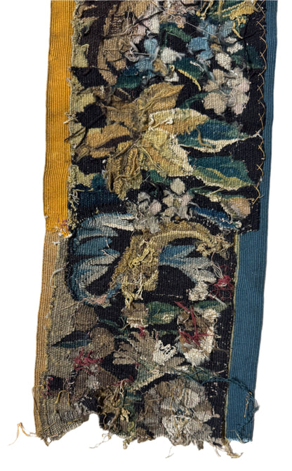 Antique Flemish Verdure Tapestry Border Remnant