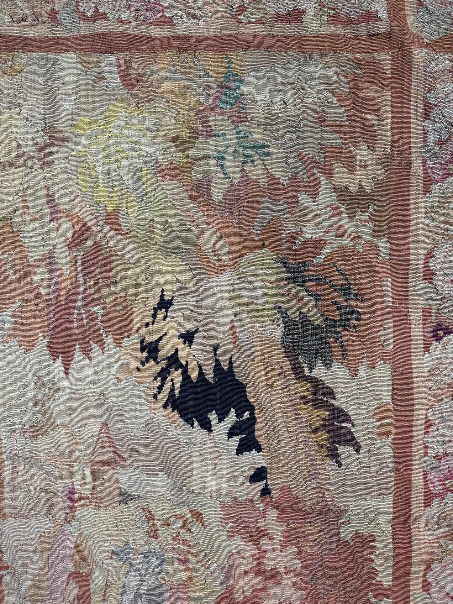 Antique French Aubusson Verdure Tapestry with Romantic Figures and Floral Border