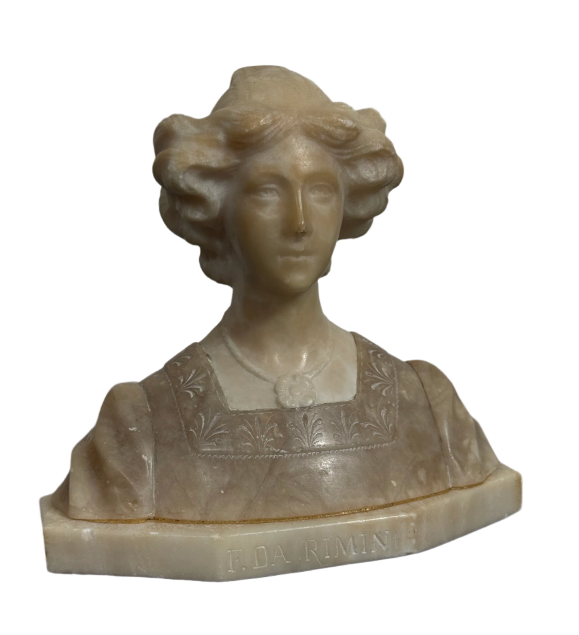 Antique Italian Alabaster Bust of Francesca da Rimini