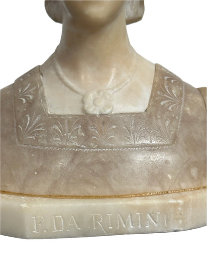 Antique Italian Alabaster Bust of Francesca da Rimini