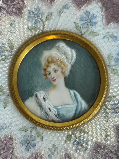 Antique Miniature Bronze Tazza with Signed Portrait Miniature and Guilloché Enamel 2