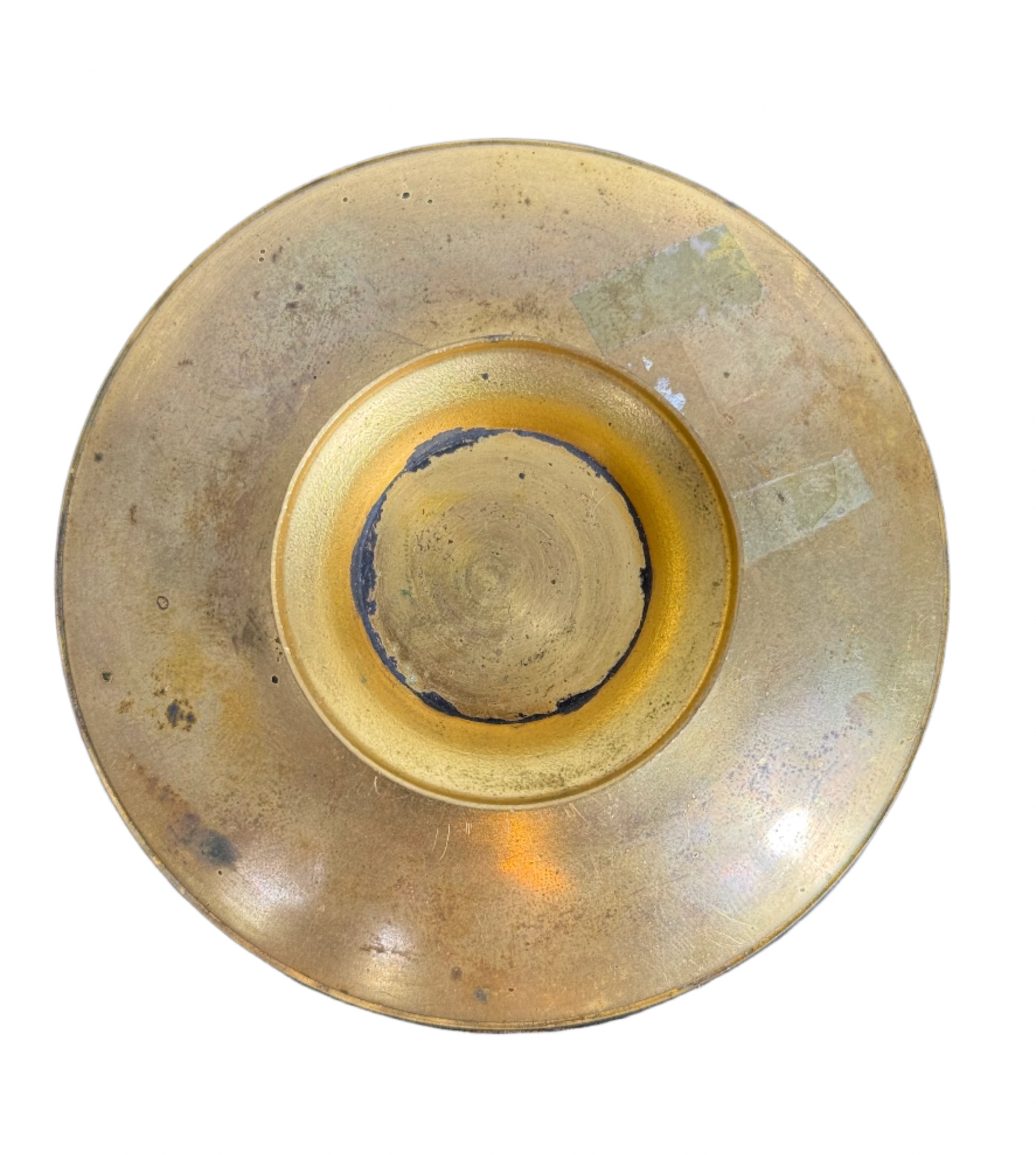 Antique Miniature Bronze Tazza with Signed Portrait Miniature and Guilloché Enamel