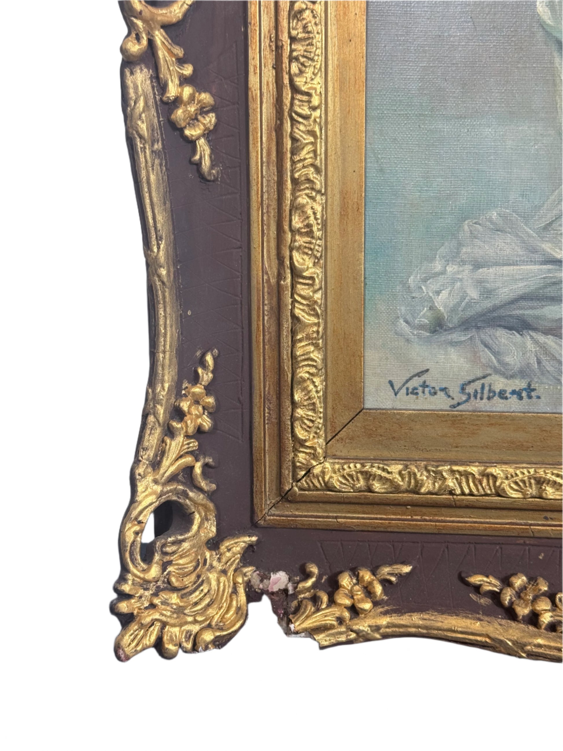 Antique Painting by Victor Gilbert Nude Study