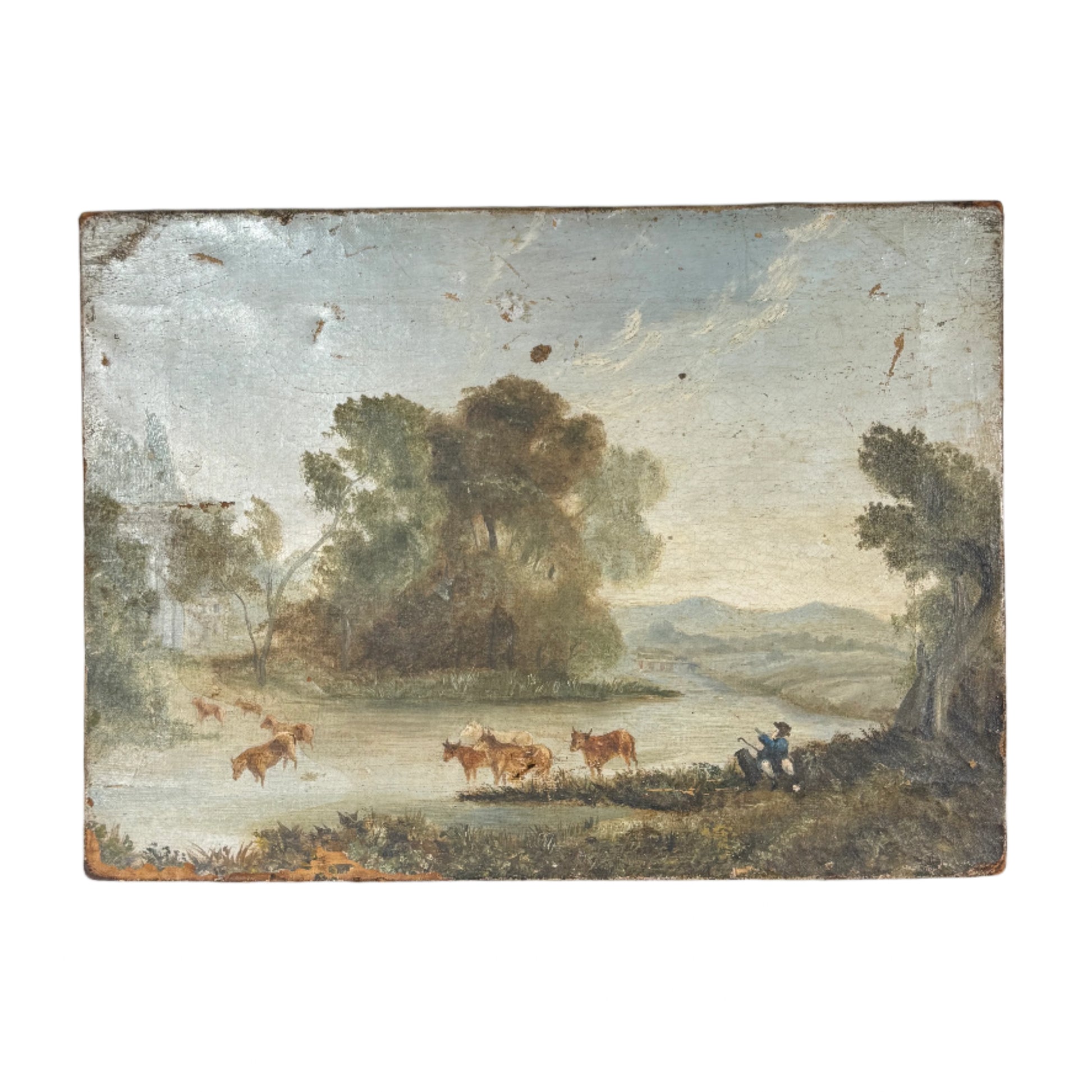 antique painting of cows