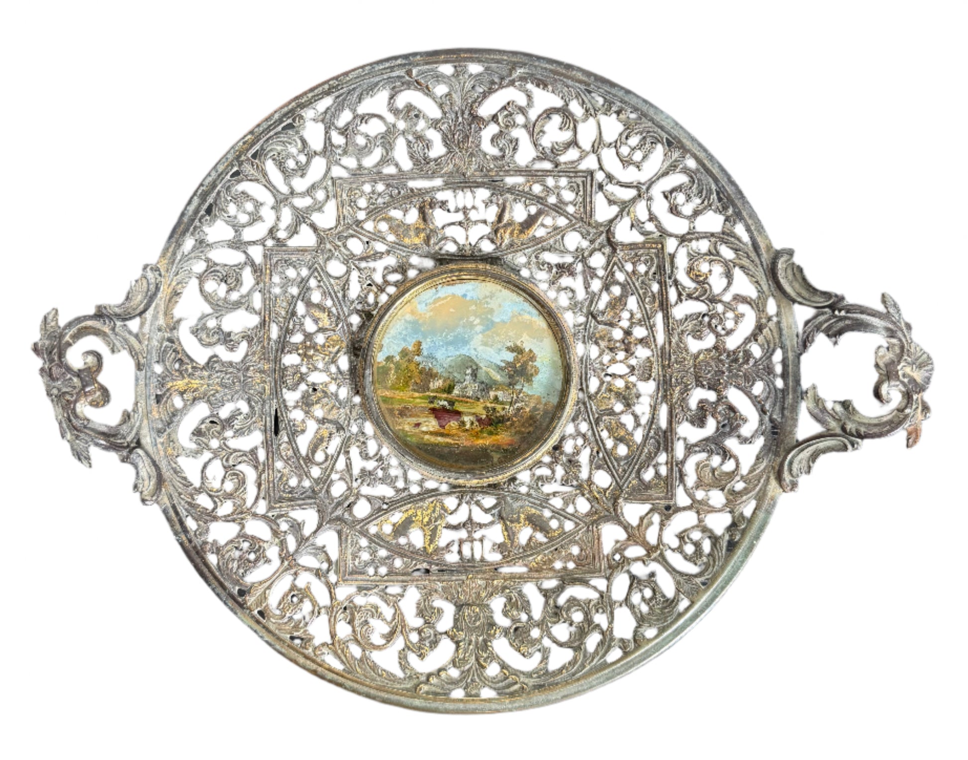 grand tour tazza with eglomise painting