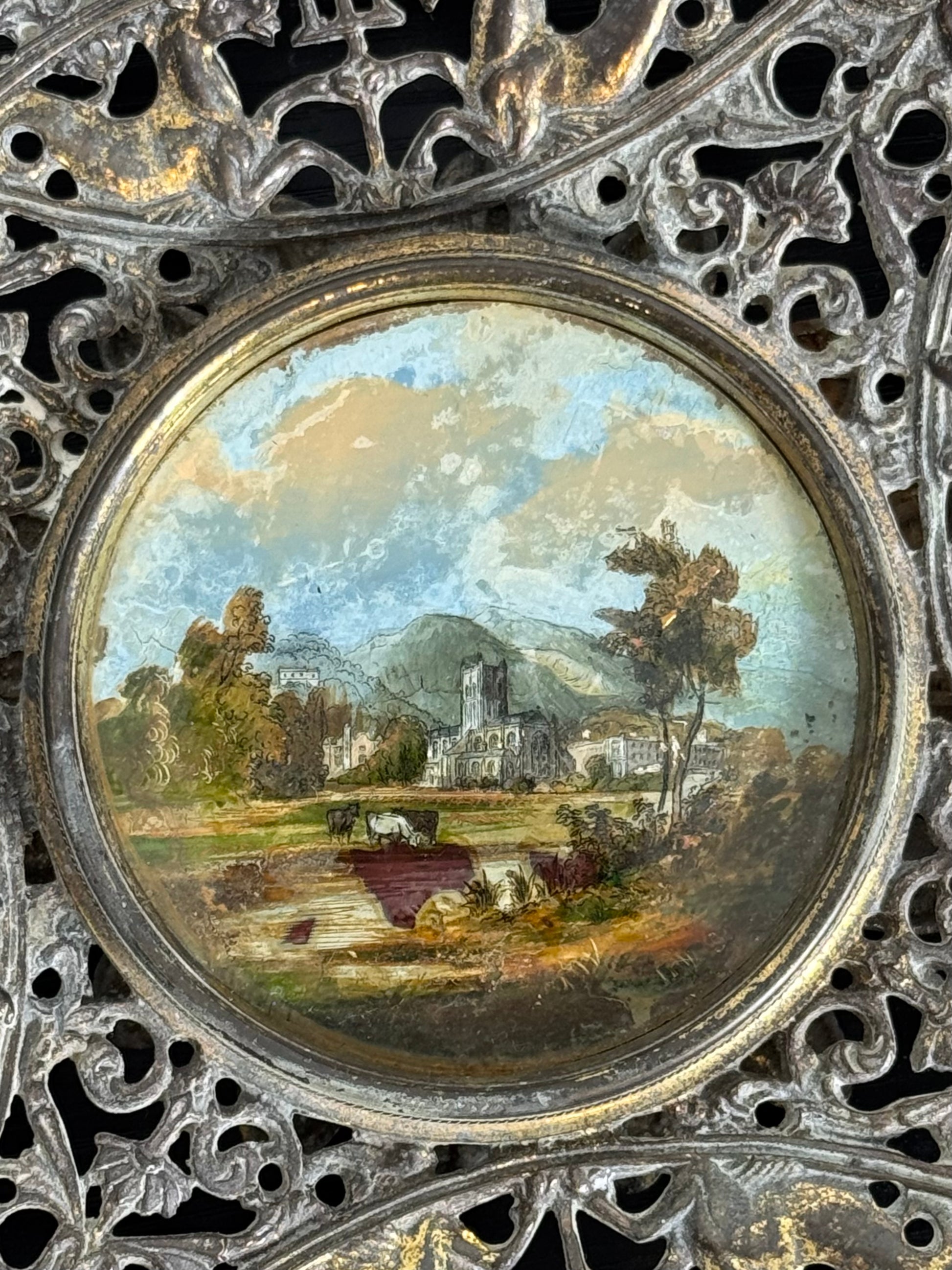 grand tour tazza with eglomise painting
