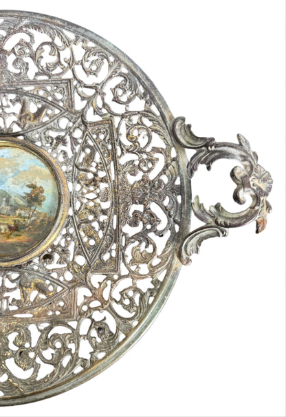 grand tour tazza with eglomise painting