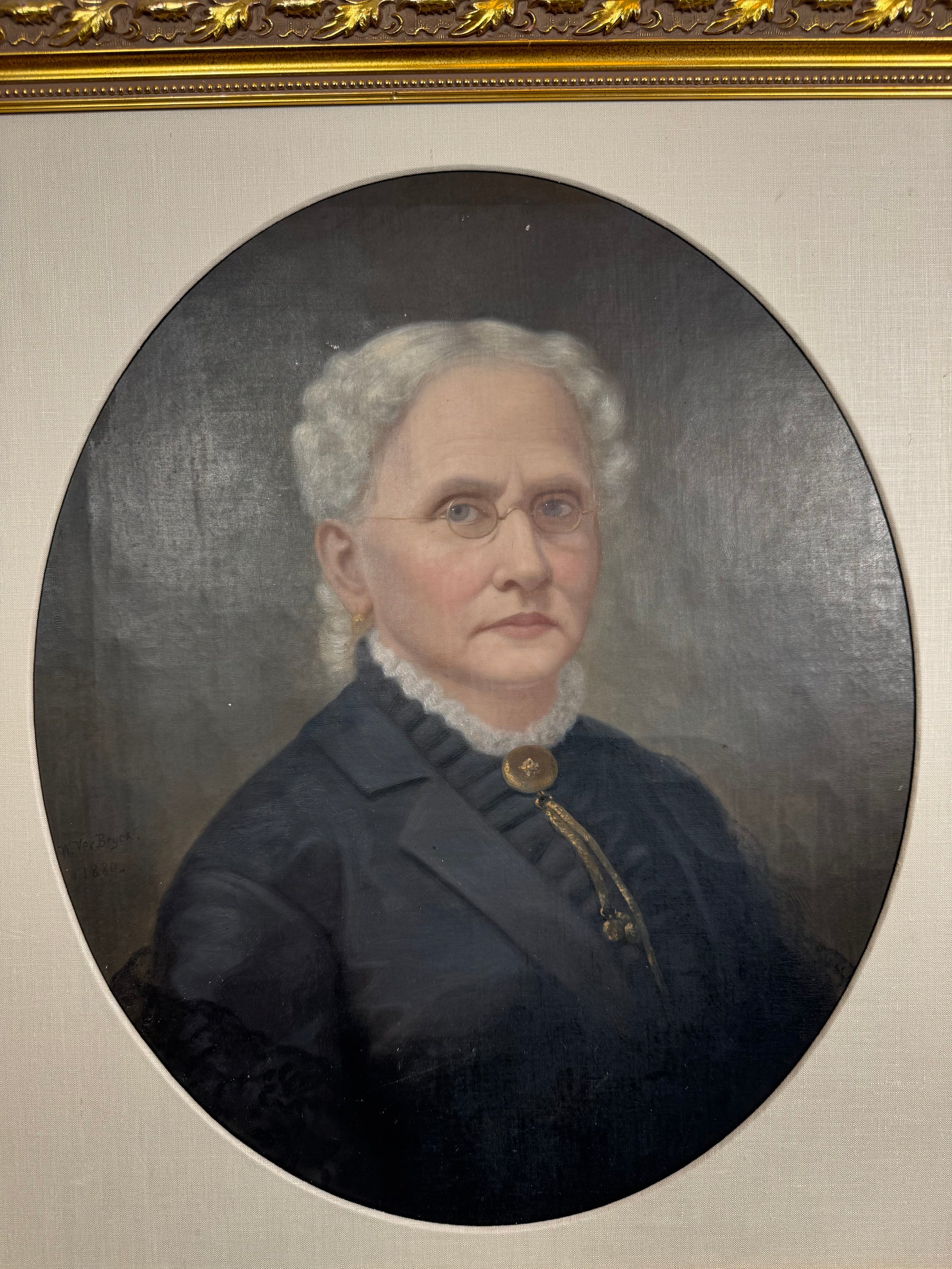 signed antique mourning portrait